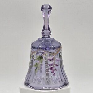 Fenton Violet Art Glass Bell Grapes Vines Hand Painted Signed D Gore